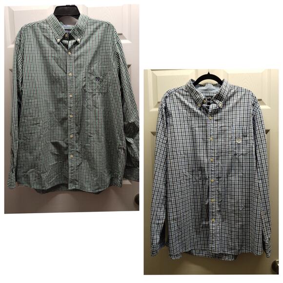 Lot of 2 Shirts Chaps Men's Size XXL Plaid Button Down Long Sleeve Green Blue - Picture 1 of 7